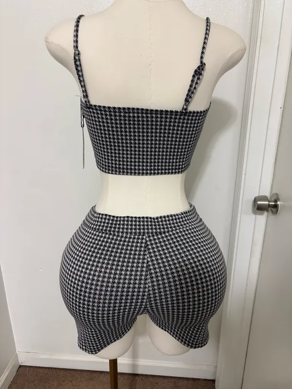 Large Houndstooth crop top and skirt set Multiple - Image 2