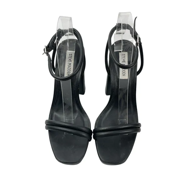 Steve Madden LOFTY Women's Black Block High Heels Slingback Platform Sandals 7.5 - Image 2