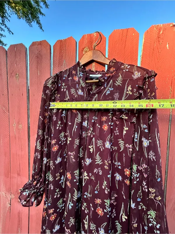 Eloquii Elements Floral Long Sleeve Midi Dress - Burgundy - size 16 - Image 8