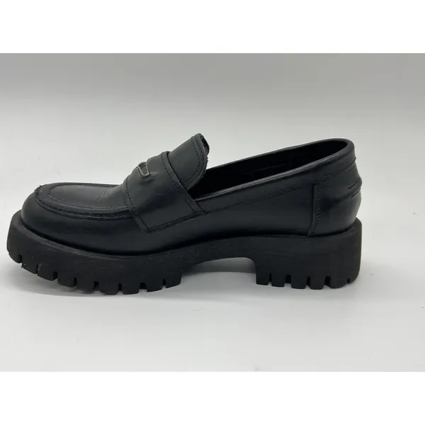 Steve Madden Shoes Womens Size 7 Black Leather Lawrance Loafers Chunky Lug Sole - Image 6