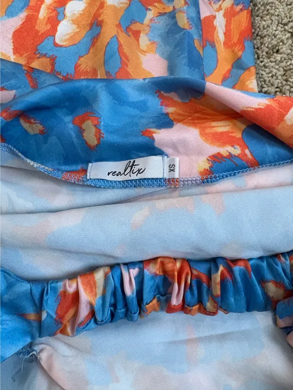 Hello Molly Orange and blue floral tube top maxi dress - Image 6
