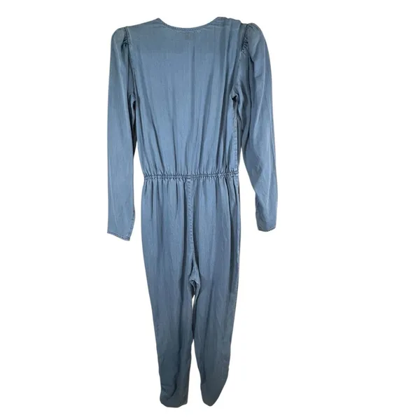 Lovers & Friends Jumpsuit Size S Blue Chambray Denim Long Sleeve Boho‎ Chic - Image 2