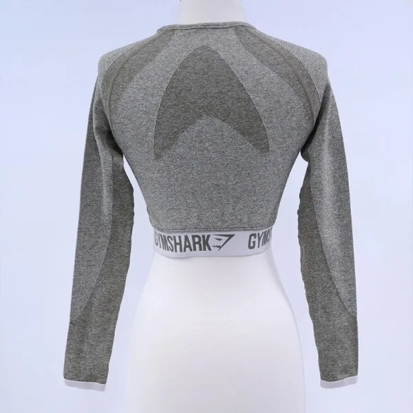 Gymshark Flex Long Sleeve Crop Top Shirt Seamless Light Olive S - Image 4