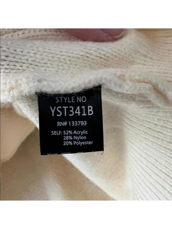 POL Patchwork Star Sweater - Beige V Neck Thick Knit Size Medium - Image 9