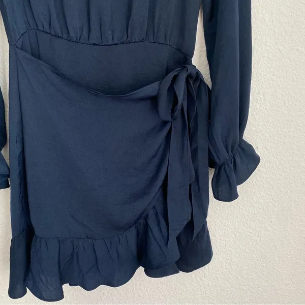 NWT navy blue long sleeve faux wrap dress size S - Image 2