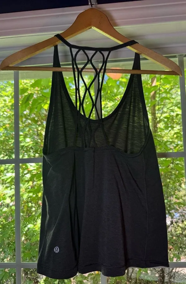 Lululemon Athletic Tank Top, Braided Racerback, Gray, Size 6 - Image 2