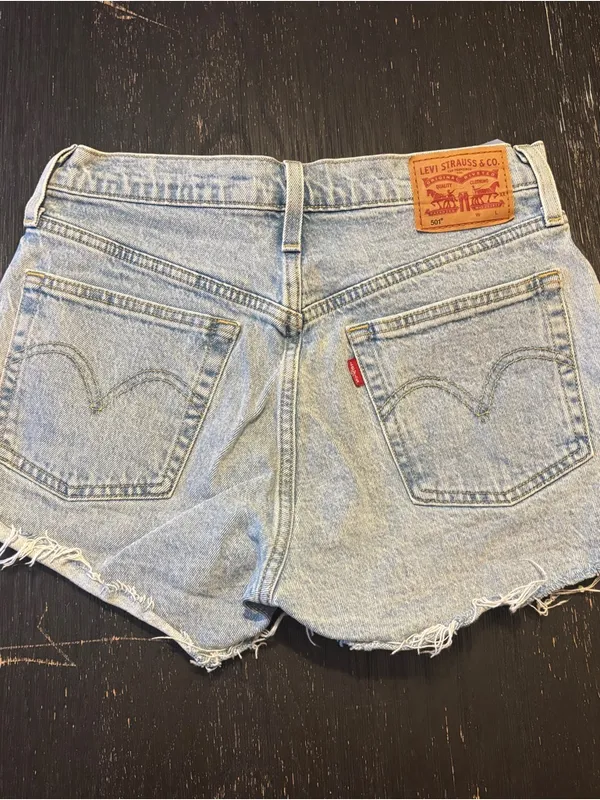 Levi’s Buttonfly Raw Hem Jean Shorts size 27 - Image 2
