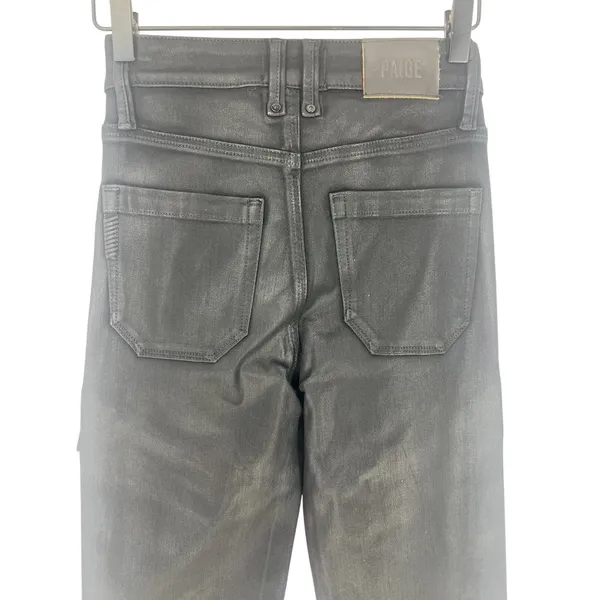 PAIGE Stella Black Coated Cargo Straight Leg Pants Size‎ 23 - Image 13