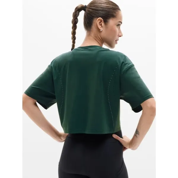 New Athleta S Ultimate Lasercut Crop Tee Pine Green Small - Image 5
