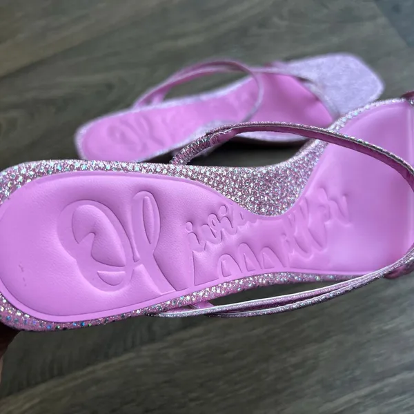 Olivia Miller Angelic Glitter Pink Strappy Kitten Heel Sandal Size 8 - Image 9
