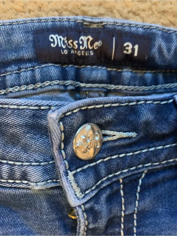 MISS ME Womens Blue Embellished Back Pocket Jeans size 31 - Image 4