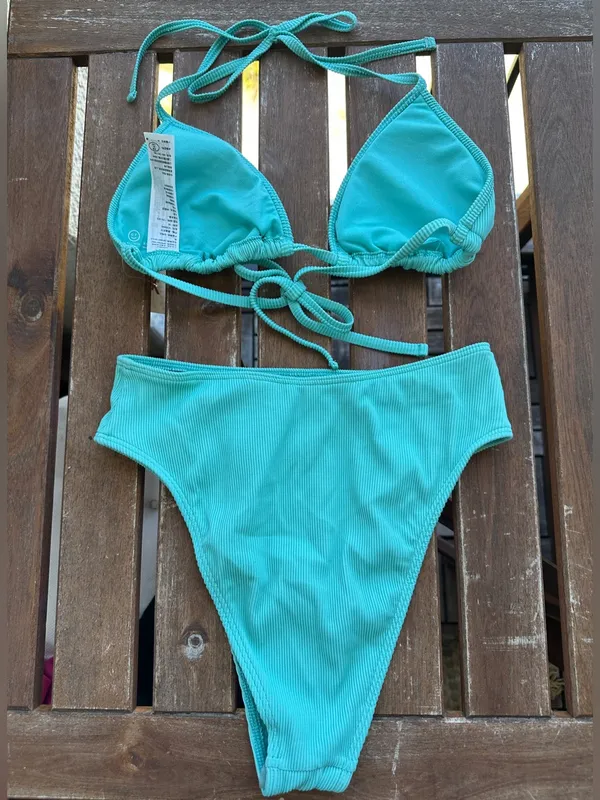 NWT Hollister Ribbed Bikini Set - Turquoise - XS/XS - Image 3
