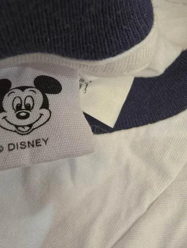 {XL} Disney Mickey Mouse Ringer Style Tee Navy Blue Trim - Image 8