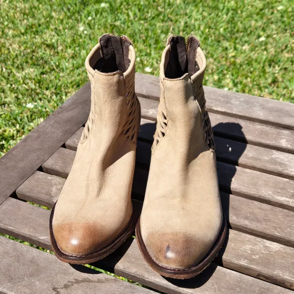 Joe's tan leather back zip booties with cutouts 6.5 - Image 2