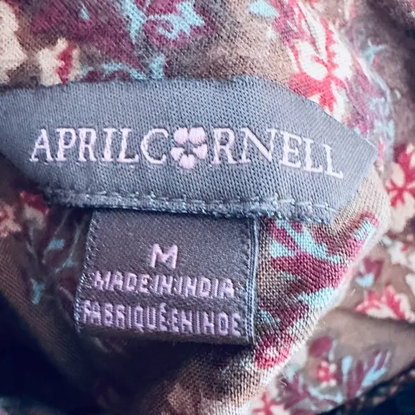 April Cornell Top Medium Floral Brown‎ Button Retro Cottagecore Boho Peasant Brown - Image 6