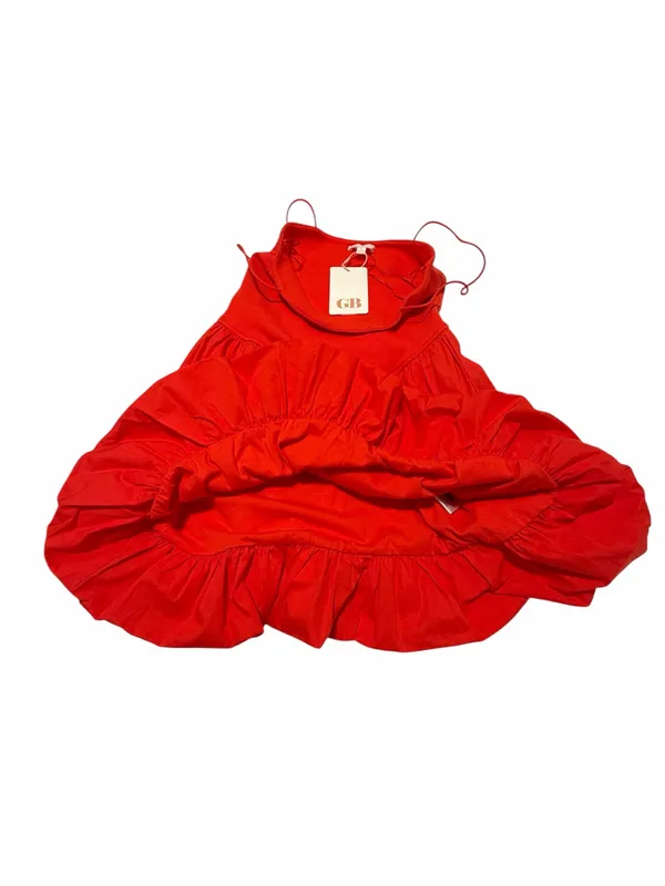 GB Gianni Bini NWT Sz M Red Ribbed Knit Drop Waist Balloon Hem Mini Dress Y2K - Image 8