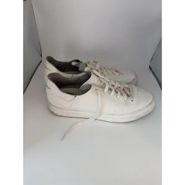 Sam Edelman White Leather Low Top‎ Sneakers Womens 9 Minimalist Lace Up Shoes - Image 2