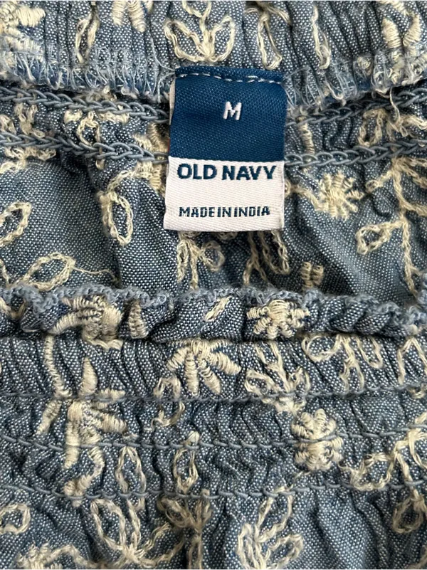 Old Navy Light Blue Floral Square-Neck Puff Sleeve Dress Casual Summer Fall - Image 3