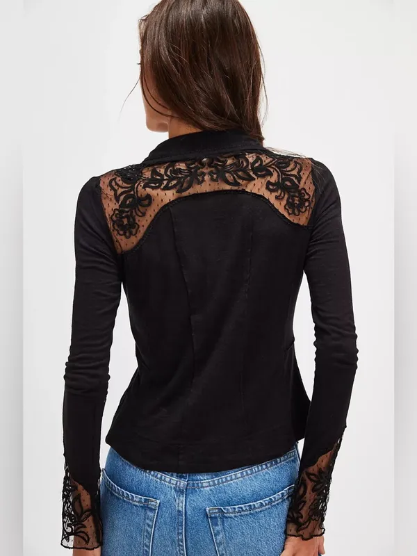 Free People Rosebud Cuff Top - Black - Image 2