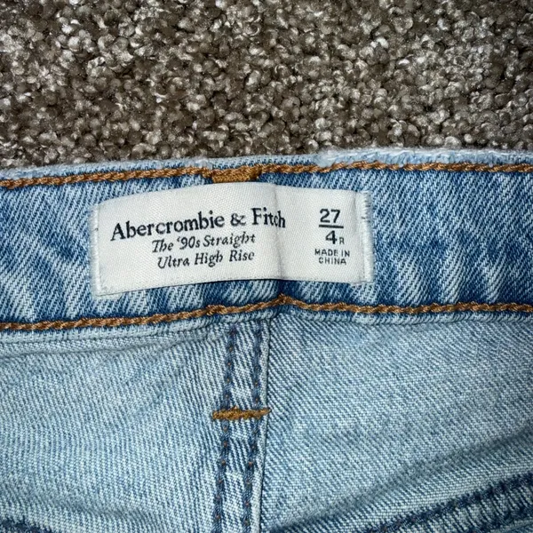 Abercrombie & Fitch 90s Straight Ultra High Rise Jeans Women 27 Light Wash‎ Good - Image 3