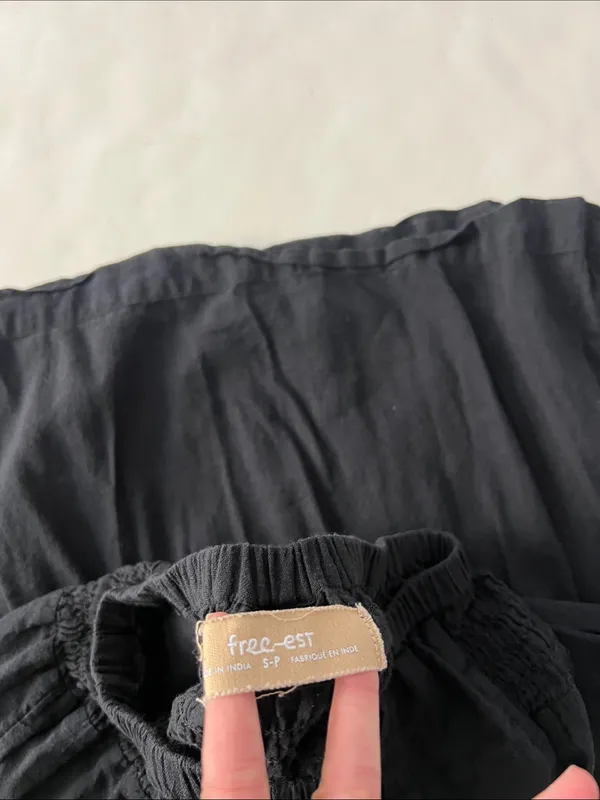 Free People Free-Est Black Super Wide Leg Lightweight Cotton Pants Small - Image 5