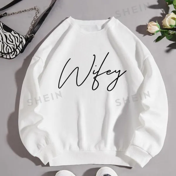 SheIn White 'Wifey' Women's Top - Image 3