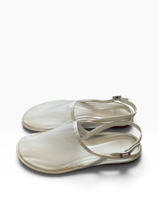 Zara white leather mesh minimalist Slingback flats round toe size 39 - Image 7