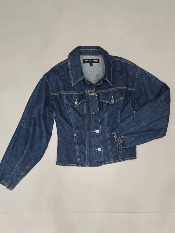 Veronica Beard Imari Denim Jacket In A Dark Blue Wash Size S - Image 3
