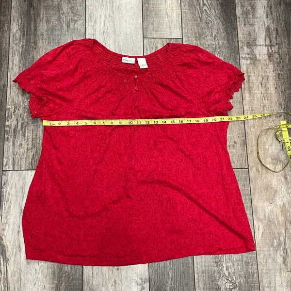 Kim Roger’s Short Sleeve Floral Print Top Blouse Red Size XL - Image 10