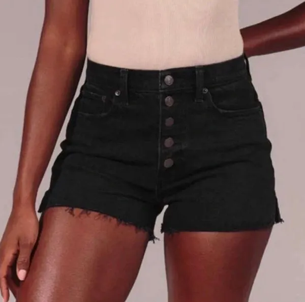 Abercrombie and Fitch Mom Shorts Size 25 Washed Black Distressed Cut Of Shorts - Image 3