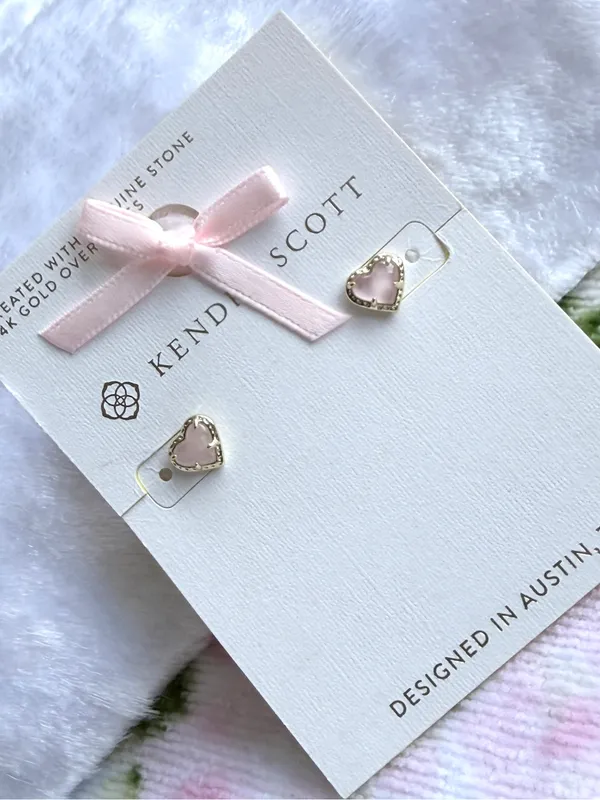 Kendra Scott Anna 14K Gold Over Brass Stud Earrings - Rose Quartz - Image 2