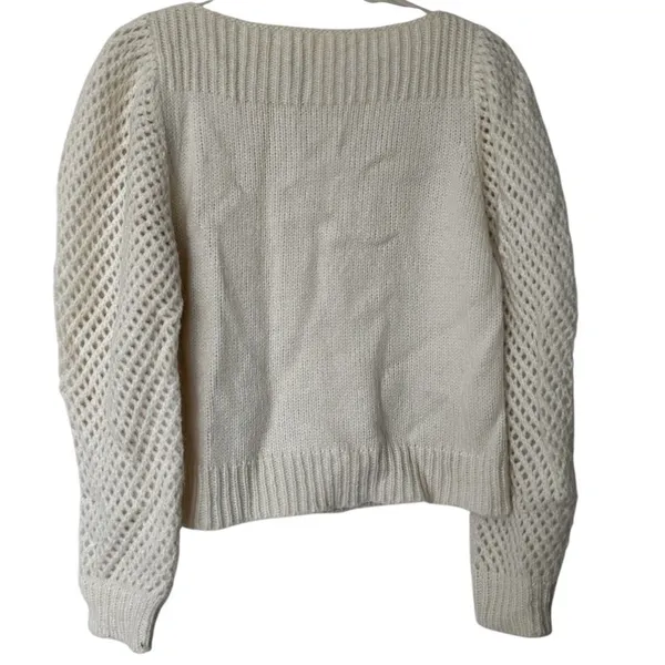 LoveShackFancy Rosie Sweater Sz S Baby Alpaca Merino wool Cream - Image 3