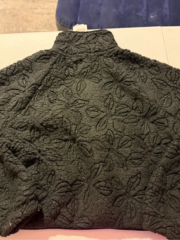 Roxy Blurry Cloud Full Zip Polar Fleece Floral Sherpa Mock Neck Black Medium NEW - Image 6