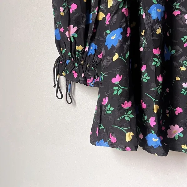 New For Love and Lemons Lexy Black Floral Long Sleeve Dress Size XS - Image 9