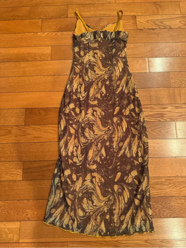 Urban Outfitters Y2K Abstract Marble Print Mesh Slip Maxi Dress - Size XS - Image 6