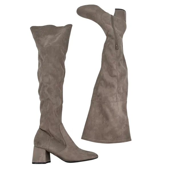 Nine West Felipe 2 Over the Knee Boot beige taupe block heel round toe size 6.5 - Image 3