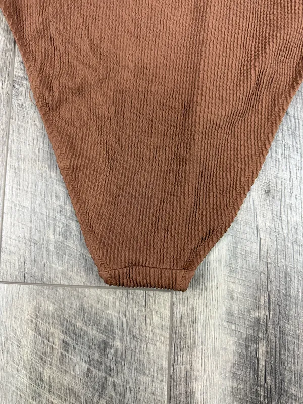 Aerie Brown Textured One Piece Swimsuit - Image 8