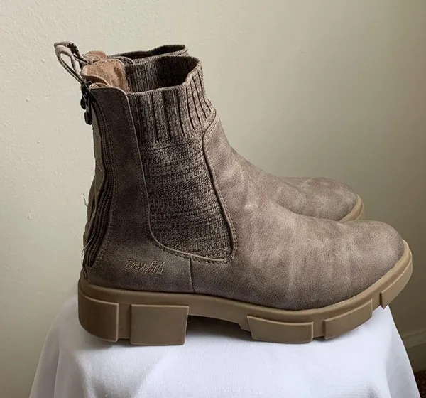 Blowfish Moor Lug Sole Leather Boot (Sz 8.5) Sea Mushroom Prospector/Tech Knit - Image 2