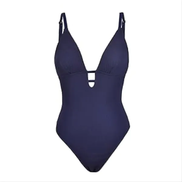 NWT Cupshe Deep Purple Textured Plunging V Neck One Piece Swimsuit - Image 3