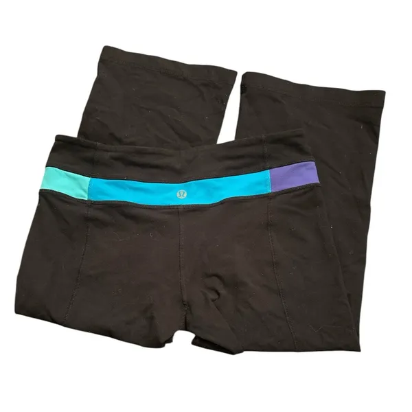 Lululemon cropped FLARE wide leg leggings blue purple green capris - Image 2