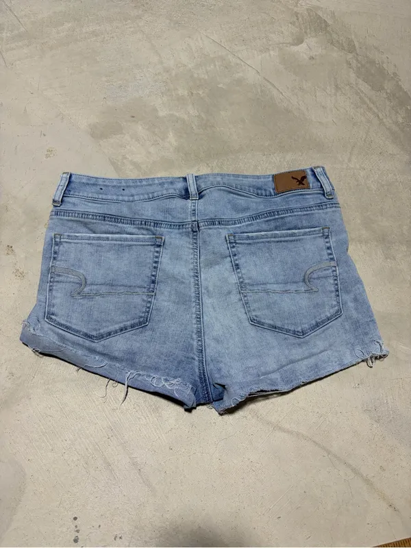 American Eagle Outfitters Blue Denim hi-rise shortie Red Rose Embroidery 14 - Image 8