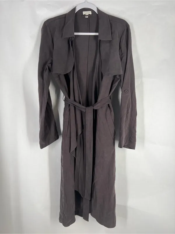 Garnet Hill Silk Linen Lightweight Draped Front Long Topper Coat Size 6 - Image 11