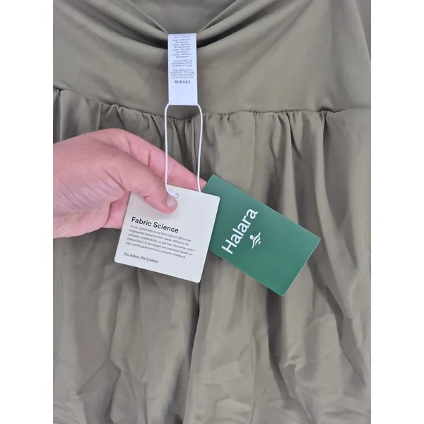 Halara Womens Athletic Shorts Olive Green Crossover Waistband Large - Image 5