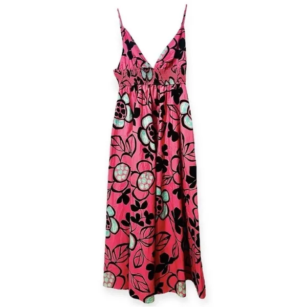 Zara Pink Black Floral Cotton Poplin‎ Midi Dress Size S - Image 3