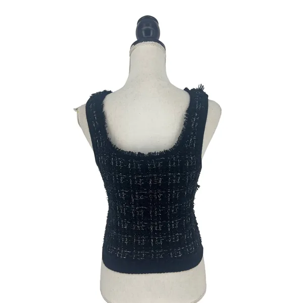 SIMKHAI‎ Metallic Boucle Tweed Bustier Top Black Medium - Image 8