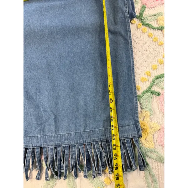 Dont Mess With Texas‎ Denim Fringe Maxi Dress and Jacket Set Blue Medium Vintage - Image 5