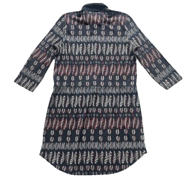 Tory Burch Drawstring Shirt Dress L Willow Fern Pima Cotton Resortwear Vacation - Image 3