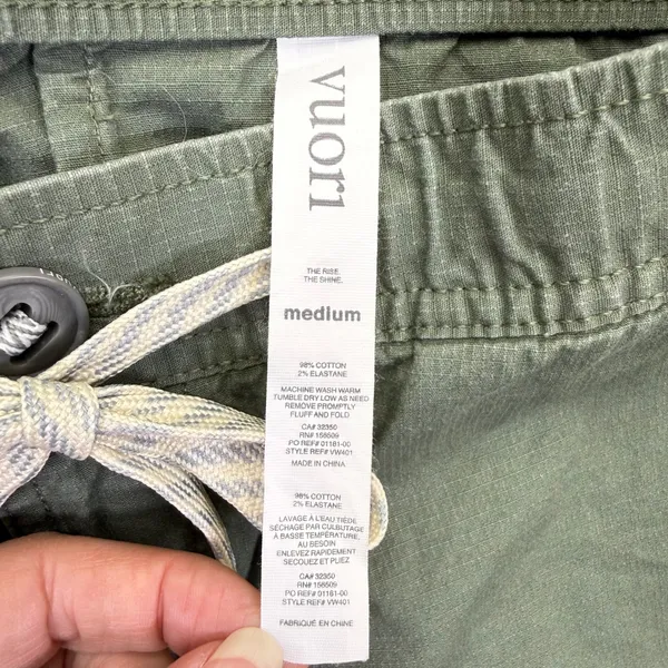 Vuori Ripstop Pant Army Green VW401 Stretch Cotton Cargo‎ Hiking Size Medium - Image 2