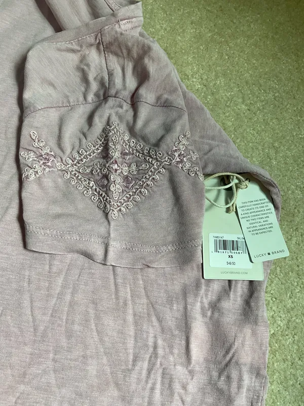 Lucky Brand Top Women’s Boho XS Semi-Sheer Pink - Image 5