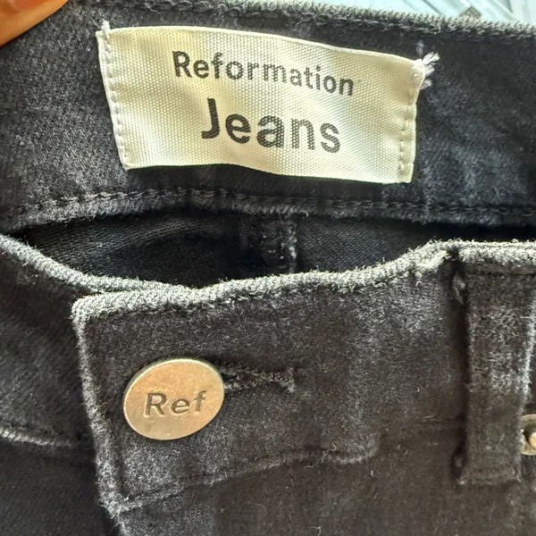 Reformation sz 27 Jeans Black Skinny High‎ Rise Denim Pants Boho Casual - Image 4